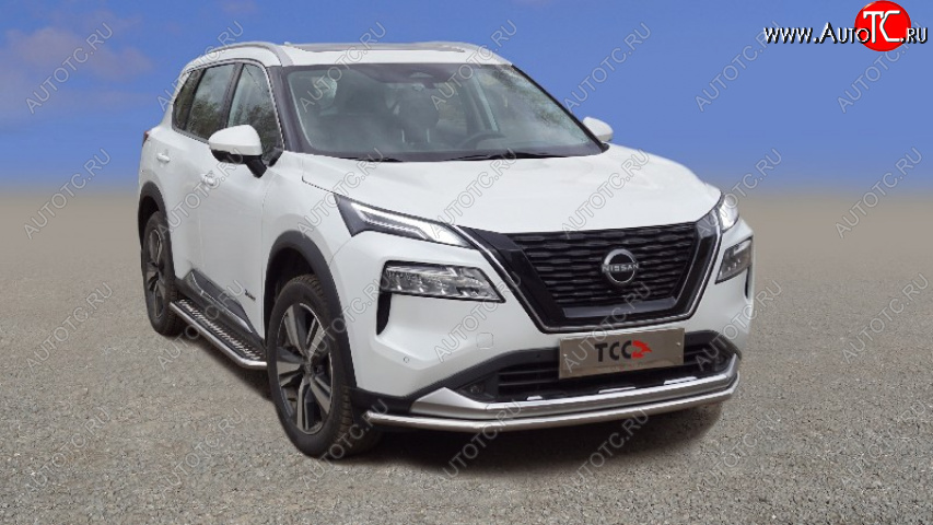 21 699 р. Защита переднего бампера нижняя 42,4 мм ТСС Тюнинг  Nissan X-trail  4 T33 (2021-2024) дорестайлинг (нержавейка)  с доставкой в г. Нижний Новгород