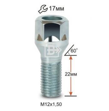 Колёсный болт длиной 22 мм Вектор M12 1.5 22 под гаечный ключ 