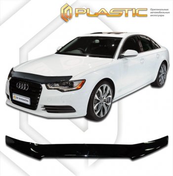 2 099 р. Дефлектор капота (рынок РФ) CA-Plastic  Audi A6  C7 (2010-2018) дорестайлинг, седан, рестайлинг, седан (серия Сlassic черный, без надписи)  с доставкой в г. Нижний Новгород. Увеличить фотографию 2