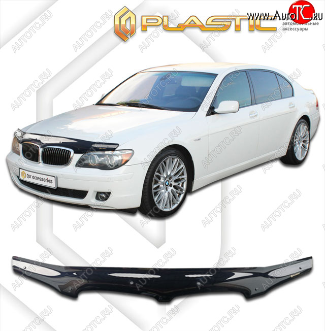 2 159 р. Дефлектор капота CA-Plastic  BMW 7 серия  E65,E66, E67, E68 (2005-2008) рестайлинг, седан (classic черный, без надписи)  с доставкой в г. Нижний Новгород