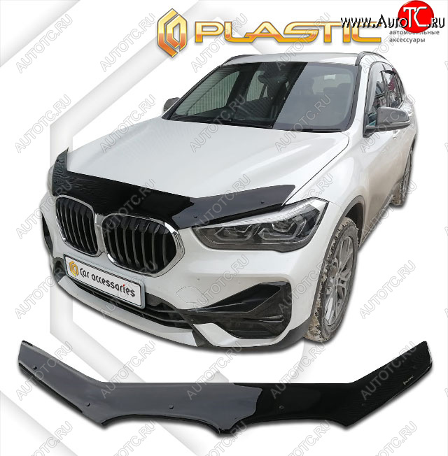 2 199 р. Дефлектор капота CA-Plastic  BMW X1  F48 (2015-2022) дорестайлинг, рестайлинг (classic черный, без надписи)  с доставкой в г. Нижний Новгород