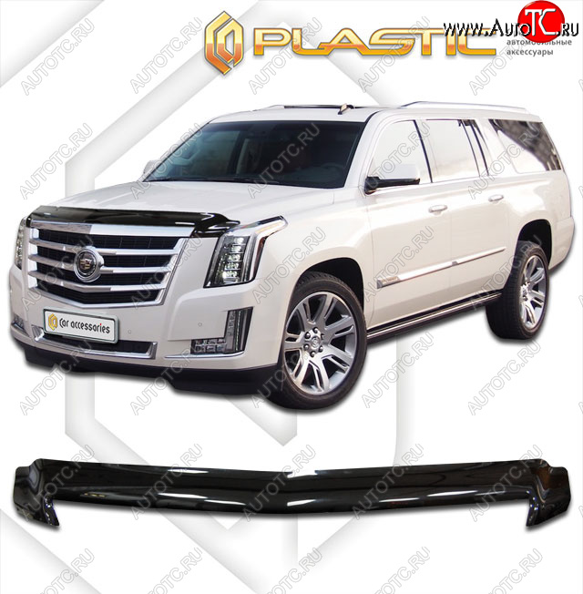 2 159 р. Дефлектор капота CA-Plastic  Cadillac Escalade  GMTK2 джип 5 дв. (2015-2020) короткая база (classic черный, без надписи)  с доставкой в г. Нижний Новгород