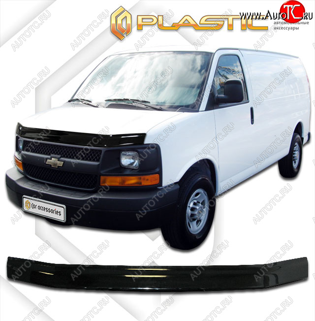 2 099 р. Дефлектор капота CA-Plastic  Chevrolet Express  GMT610 (2002-2014) рестайлинг (classic черный, без надписи)  с доставкой в г. Нижний Новгород