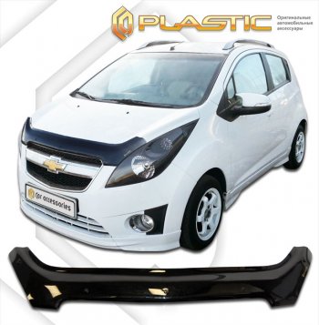 1 999 р. Дефлектор капота CA-Plastic Chevrolet Spark M300 дорестайлинг (2010-2015) (classic черный, без надписи)  с доставкой в г. Нижний Новгород. Увеличить фотографию 1