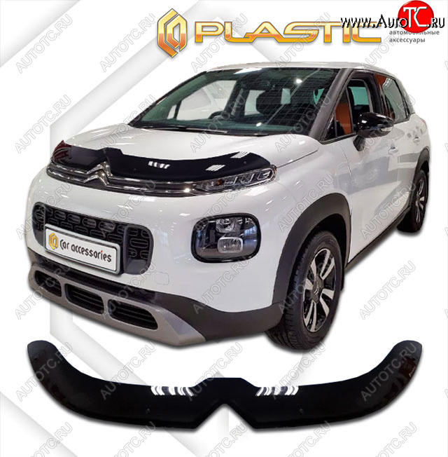 2 079 р. Дефлектор капота CA-Plastic  CITROEN C3 Aircross (2017-2021) дорестайлинг (classic черный, без надписи)  с доставкой в г. Нижний Новгород