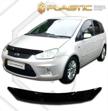 1 759 р. Дефлектор капота CA-Plastic Ford C-max Mk1 рестайлинг (2007-2010) (classic черный, без надписи)  с доставкой в г. Нижний Новгород. Увеличить фотографию 1