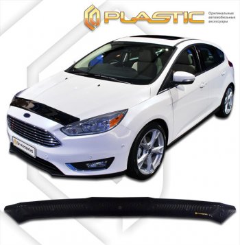 2 499 р. Дефлектор капота CA-Plastiс  Ford Focus  3 (2014-2019) хэтчбэк рестайлинг (classic черный, без надписи)  с доставкой в г. Нижний Новгород. Увеличить фотографию 1