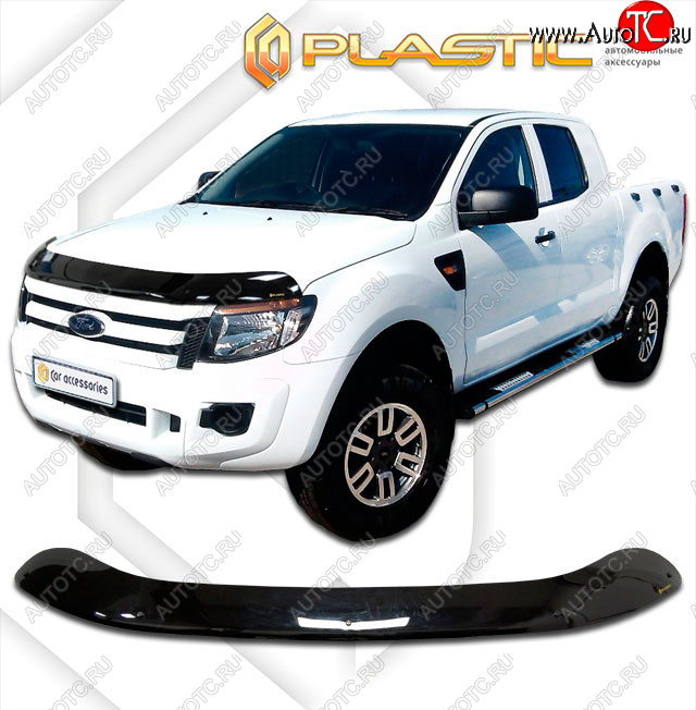 2 199 р. Дефлектор капота CA-Plastic  Ford Ranger  RapCab (2011-2016) дорестайлинг (classic черный, без надписи)  с доставкой в г. Нижний Новгород