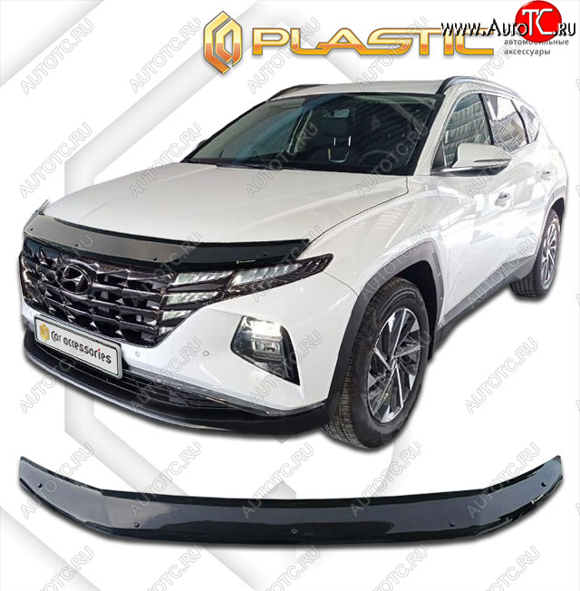 2 099 р. Дефлектор капота CA-Plastic  Hyundai Tucson  NX4 (2020-2022) (classic черный, без надписи)  с доставкой в г. Нижний Новгород