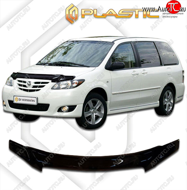 2 199 р.  Дефлектор капота CA-Plastic  Mazda MPV  LW (2003-2006) 2-ой рестайлинг (cерия Сlassic черный, без надписи)  с доставкой в г. Нижний Новгород