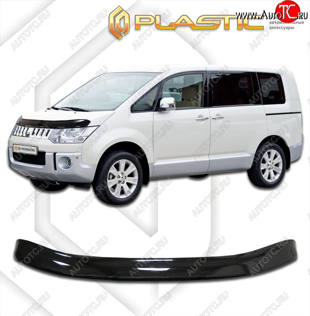 2 159 р. Дефлектор капота CA-Plastic  Mitsubishi Delica D:5  1 (2007-2025) дорестайлинг, рестайлинг (classic черный, без надписи)  с доставкой в г. Нижний Новгород