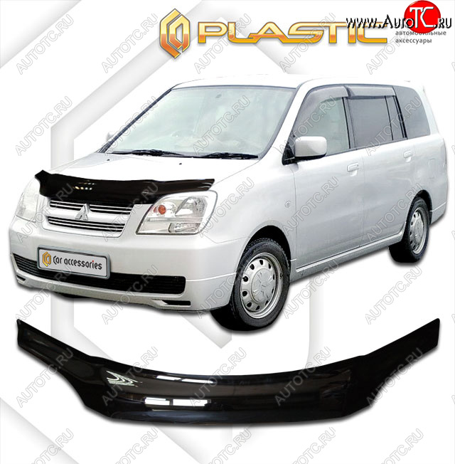 2 299 р. Дефлектор капота CA-Plastic  Mitsubishi Dion  CR6W,CR9W (2002-2006) рестайлинг (classic черный, без надписи)  с доставкой в г. Нижний Новгород