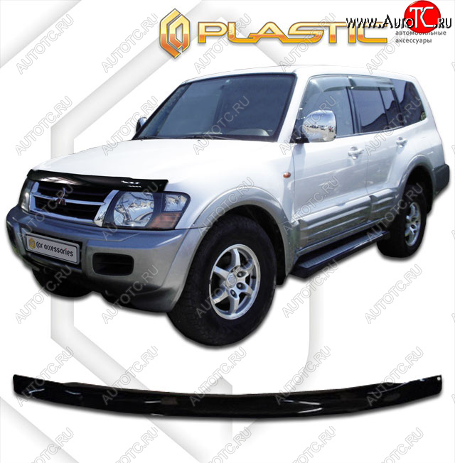 2 159 р. Дефлектор капота CA-Plastic  Mitsubishi Pajero  3 V60 (2003-2006) рестайлинг (classic черный, без надписи)  с доставкой в г. Нижний Новгород