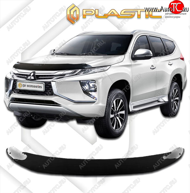 2 199 р. Дефлектор капота CA-Plastic  Mitsubishi Pajero Sport  QF (2019-2022) рестайлинг (classic черный, без надписи)  с доставкой в г. Нижний Новгород