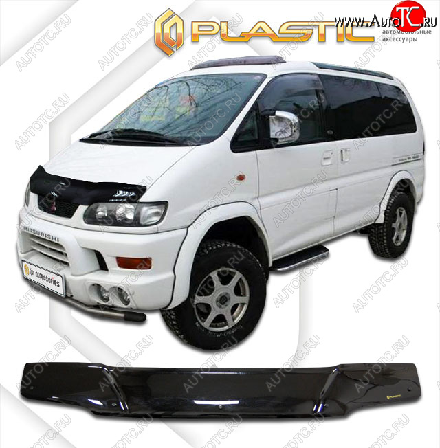 2 199 р. Дефлектор капота CA-Plastic  Mitsubishi Space Gear (1997-2007)  рестайлинг (classic черный, без надписи)  с доставкой в г. Нижний Новгород