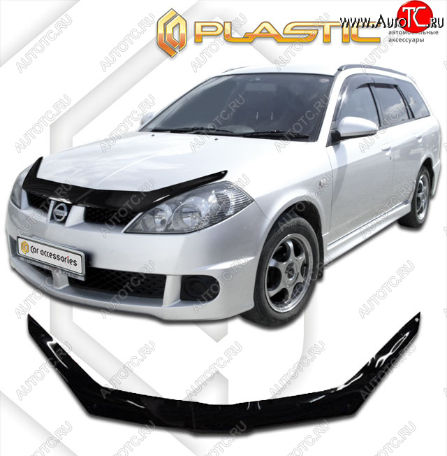 2 079 р. Дефлектор капота CA-Plastic  Nissan Wingroad  2 Y11 (2001-2005) рестайлинг универсал (classic черный, без надписи)  с доставкой в г. Нижний Новгород