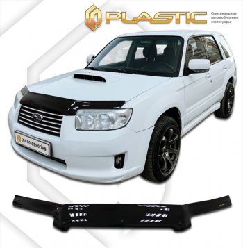 2 299 р. Дефлектор капота CA-Plastic Subaru Forester SG рестайлинг (2005-2008) (cерия Сlassic черный, без надписи)  с доставкой в г. Нижний Новгород. Увеличить фотографию 1