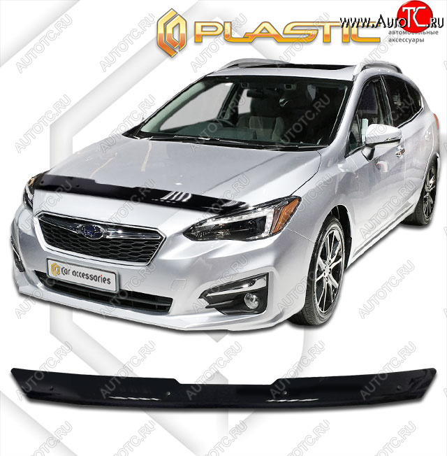 1 839 р. Дефлектор капота CA-Plastic  Subaru Impreza  GT (2016-2019) хэтчбэк дорестайлинг (classic черный, без надписи)  с доставкой в г. Нижний Новгород