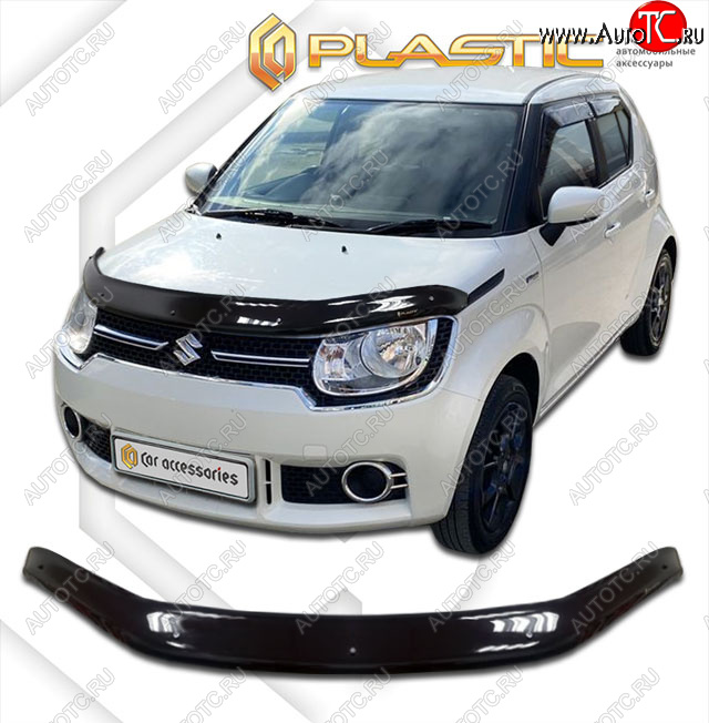 1 999 р. Дефлектор капота CA-Plastic  Suzuki Ignis (2016-2024) (classic черный, без надписи)  с доставкой в г. Нижний Новгород