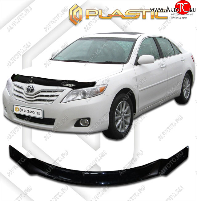 2 159 р. Дефлектор капота CA-Plastic  Toyota Camry  XV40 (2006-2008) дорестайлинг (classic черный, без надписи)  с доставкой в г. Нижний Новгород