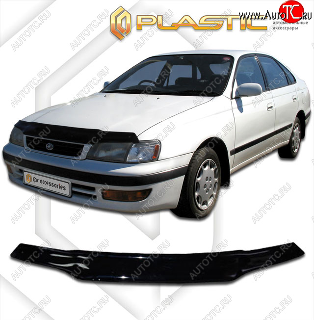 1 999 р. Дефлектор капота CA-Plastic  Toyota Carina E  T190 (1992-1997) лифтбэк дорестайлинг, седан дорестайлинг, седан рестайлинг (classic черный, без надписи)  с доставкой в г. Нижний Новгород