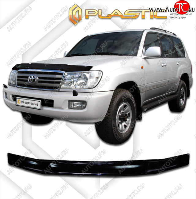 2 099 р. Дефлектор капота CA-Plastic  Toyota Land Cruiser  100 (2002-2007) 1-ый рестайлинг, 2-ой рестайлинг (classic черный, без надписи)  с доставкой в г. Нижний Новгород