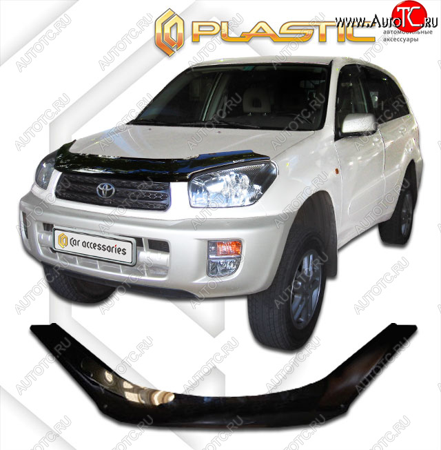 2 199 р. Дефлектор капота CA-Plastic  Toyota RAV4  CA20 (2000-2005) 3 дв. дорестайлинг, 3 дв. рестайлинг (classic черный, без надписи)  с доставкой в г. Нижний Новгород