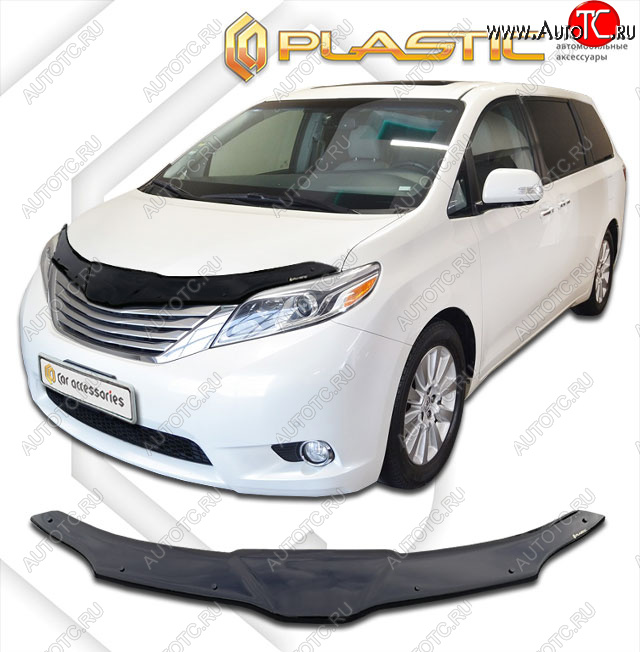 2 199 р. Дефлектор капота CA-Plastic  Toyota Sienna  XL30 (2010-2017) дорестайлинг (classic черный, без надписи)  с доставкой в г. Нижний Новгород