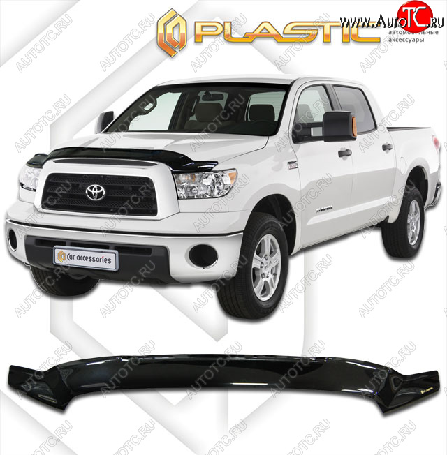 2 159 р. Дефлектор капота (Double Cab) CA-Plastic  Toyota Tundra  XK50 (2007-2013) дорестайлинг, 1-ый рестайлинг (classic черный, без надписи)  с доставкой в г. Нижний Новгород