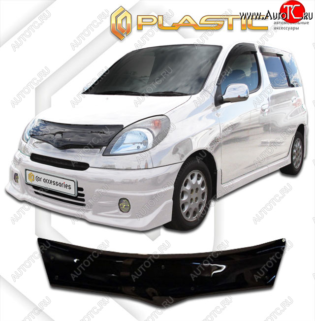 2 159 р. Дефлектор капота CA-Plastic  Toyota Yaris Verso  XP20 (1999-2006) дорестайлинг, рестайлинг (classic черный, без надписи)  с доставкой в г. Нижний Новгород