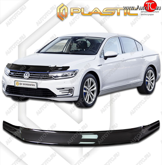 1 999 р. Дефлектор капота CA-Plastic  Volkswagen Passat ( B8,  B8.5) (2015-2024) седан дорестайлинг, седан рестайлинг (classic черный, без надписи)  с доставкой в г. Нижний Новгород