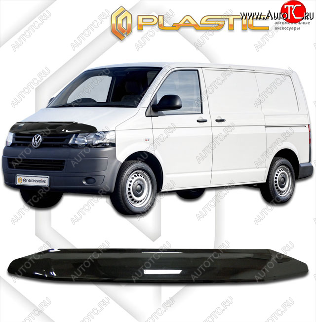 1 989 р. Дефлектор капота CA-Plastic Volkswagen Transporter T5 рестайлинг (2009-2015) (classic черный, без надписи)  с доставкой в г. Нижний Новгород