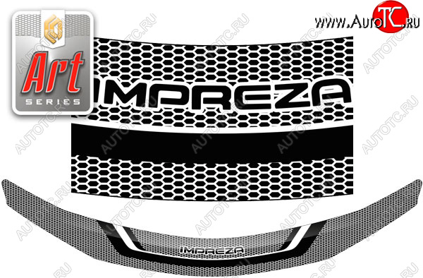 2 159 р. Дефлектор капота CA-Plastic  Subaru Impreza  GH (2007-2012) хэтчбэк (Серия Art черная)  с доставкой в г. Нижний Новгород