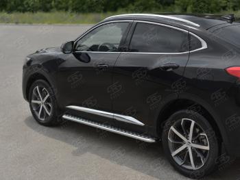 26 999 р. Пороги труба d42 с листом SLITKOFF Haval F7x  рестайлинг (2022-2025) (лист алюминиевый, проф. нержавейка)  с доставкой в г. Нижний Новгород. Увеличить фотографию 2