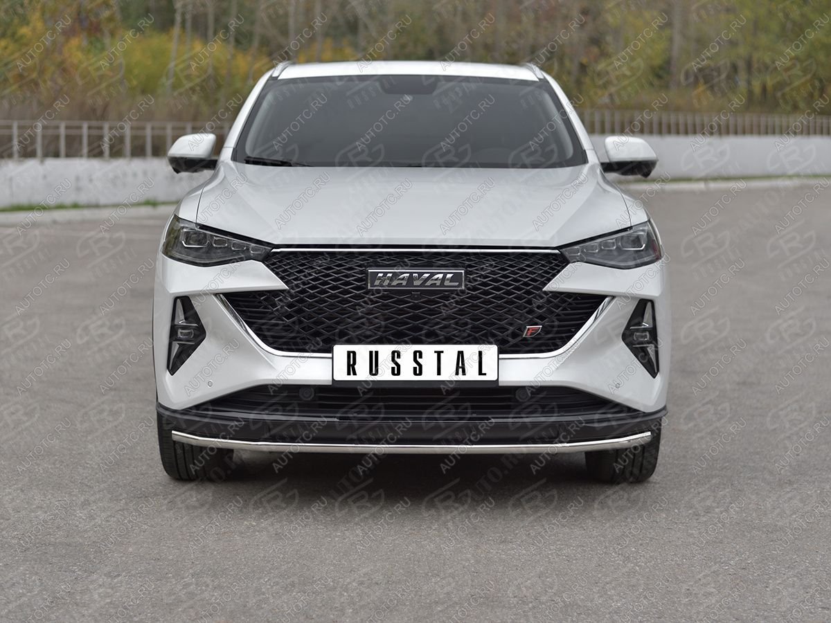 10 349 р. Защита переднего бампера d42 секции SLITKOFF Haval F7x  рестайлинг (2022-2024) (нержавейка полированная)  с доставкой в г. Нижний Новгород