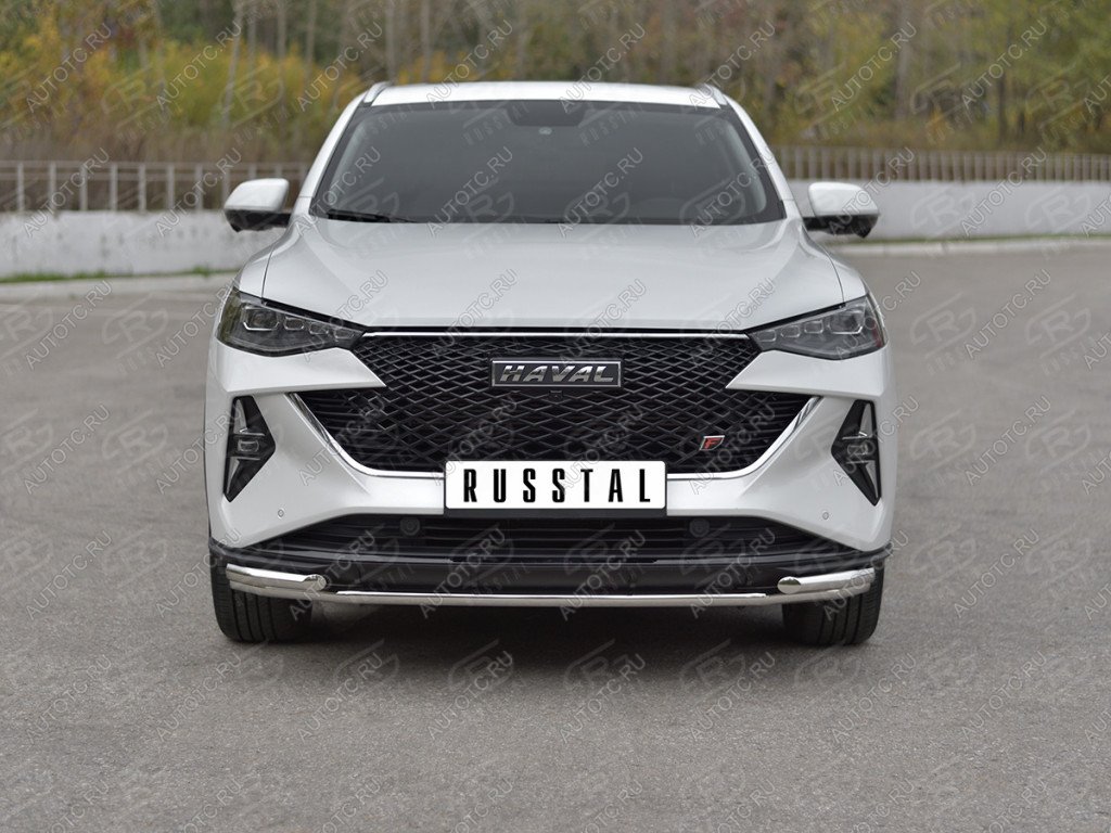 12 299 р. Защита переднего бампера d42 *42 уголки SLITKOFF Haval F7x  рестайлинг (2022-2024) (нержавейка полированная)  с доставкой в г. Нижний Новгород