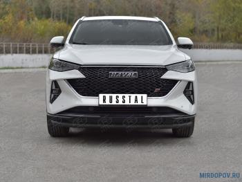 Защита переднего бампера d63 секции SLITKOFF Haval F7x  рестайлинг (2022-2024)