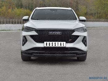 Защита переднего бампера d63*42 дуга SLITKOFF Haval (Хавал) F7x (ф7икс) (2022-2024) рестайлинг