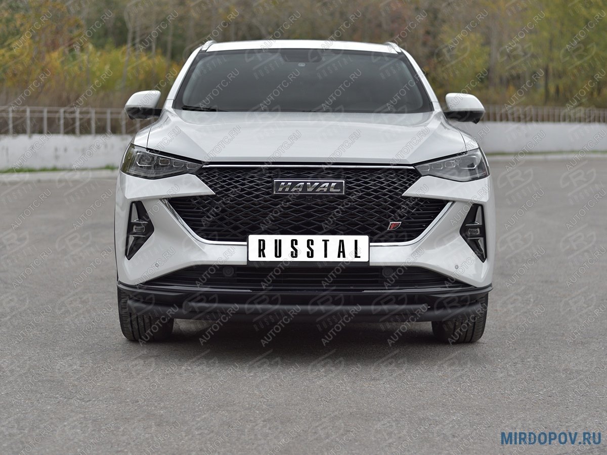 15 749 р. Защита переднего бампера d63*42 дуга SLITKOFF  Haval F7x (2022-2025)  рестайлинг (нержавейка окрашенная в черный цвет)  с доставкой в г. Нижний Новгород