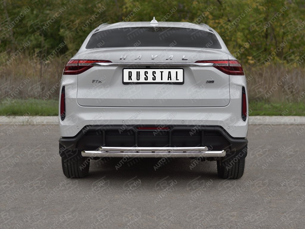 12 299 р. Защита заднего бампера d63*42 SLITKOFF  Haval F7x (2022-2025)  рестайлинг (нержавейка полированная)  с доставкой в г. Нижний Новгород