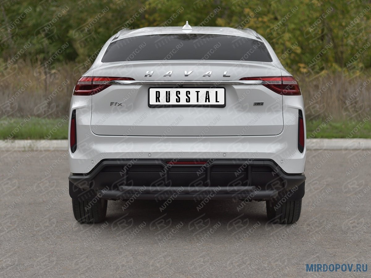 10 849 р. Защита заднего бампера d63*42 SLITKOFF  Haval F7x (2022-2024)  рестайлинг (нержавейка окрашенная в черный цвет)  с доставкой в г. Нижний Новгород