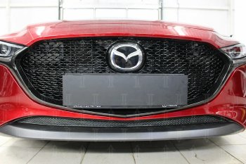 3 779 р. Защитная сетка в бампер (низ, ячейка 3х7 мм) Alfeco Стандарт Mazda 3/Axela BP хэтчбэк (2019-2025) (Чёрная)  с доставкой в г. Нижний Новгород. Увеличить фотографию 2