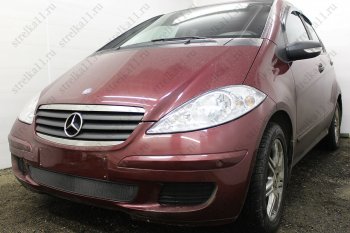 3 099 р. Защитная сетка в бампер (низ, ячейка 3х7 мм) Alfeco Стандарт Mercedes-Benz A class W169 дорестайлинг, хэтчбэк 5 дв. (2005-2008) (Чёрная)  с доставкой в г. Нижний Новгород. Увеличить фотографию 2