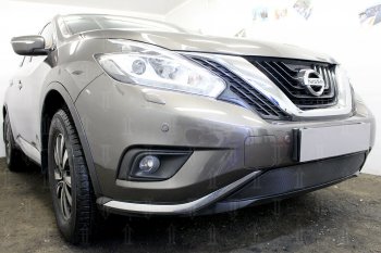 3 499 р. Защитная сетка в бампер (низ, ячейка 3х7 мм) Стрелка11 Стандарт Nissan Murano 3 Z52 дорестайлинг (2015-2022) (Чёрная)  с доставкой в г. Нижний Новгород. Увеличить фотографию 4