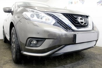 3 699 р. Защитная сетка в бампер (низ, ячейка 3х7 мм) Стрелка11 Стандарт Nissan Murano 3 Z52 дорестайлинг (2015-2022) (Хром)  с доставкой в г. Нижний Новгород. Увеличить фотографию 3