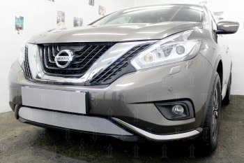 3 699 р. Защитная сетка в бампер (низ, ячейка 3х7 мм) Стрелка11 Стандарт Nissan Murano 3 Z52 дорестайлинг (2015-2022) (Хром)  с доставкой в г. Нижний Новгород. Увеличить фотографию 4