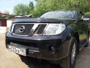 3 399 р. Защитная сетка в бампер (низ, ячейка 3х7 мм) Стрелка11 Стандарт Nissan Navara 2 D40 рестайлинг (2010-2016) (Чёрная)  с доставкой в г. Нижний Новгород. Увеличить фотографию 2