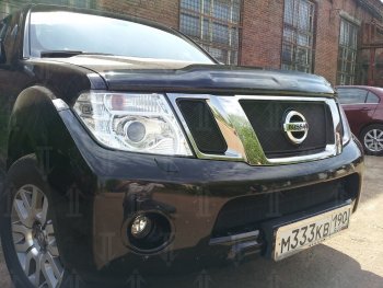 3 399 р. Защитная сетка в бампер (низ, ячейка 3х7 мм) Стрелка11 Стандарт Nissan Navara 2 D40 рестайлинг (2010-2016) (Чёрная)  с доставкой в г. Нижний Новгород. Увеличить фотографию 3