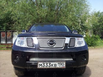 3 589 р. Защитная сетка в бампер (низ, ячейка 3х7 мм) Стрелка11 Стандарт Nissan Navara 2 D40 рестайлинг (2010-2016) (Хром)  с доставкой в г. Нижний Новгород. Увеличить фотографию 4