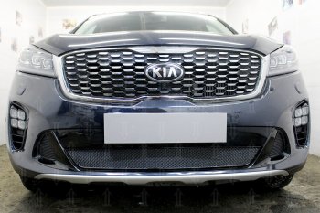 Защитная сетка в бампер (низ, ячейка 4х10 мм) Alfeco Премиум KIA Sorento UM/Prime рестайлинг (2018-2020) ()